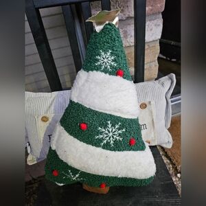 Festive Green and White Christmas Pillow Tree ,lights Up Too